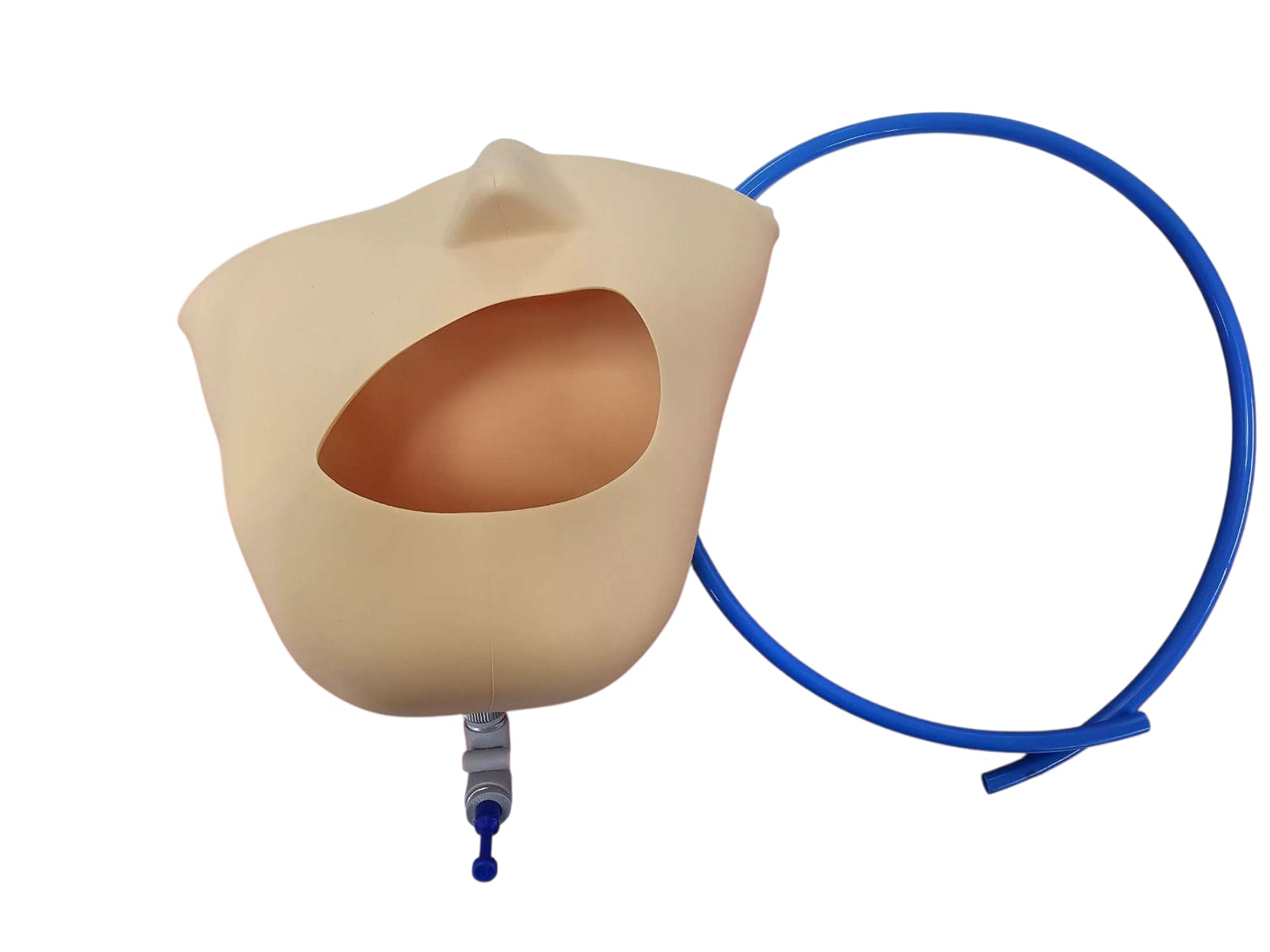 Rubber face mask with built-in fixture for drainage pipe Image